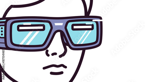 Man Wearing Virtual Reality Headset Goggles.