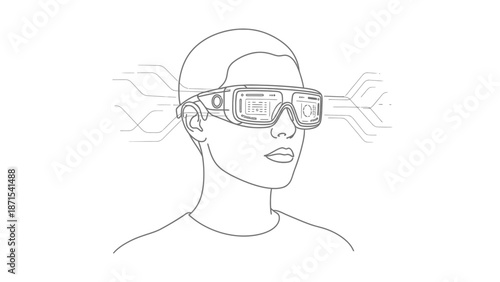 Man Wearing Virtual Reality Headset Illustration.