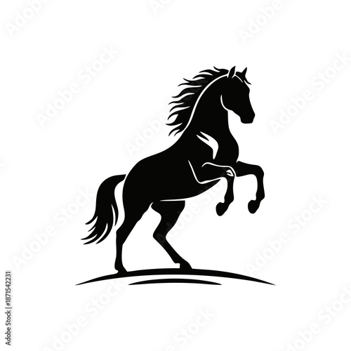 prancing horse vector silhouette on white background