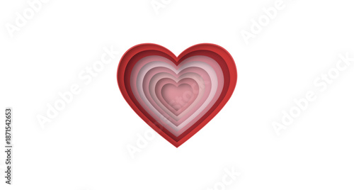Abstract Layered Red Heart on White Background – Love and Romance Concept