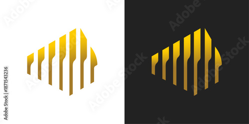 Golden Abstract Geometric Building Logo