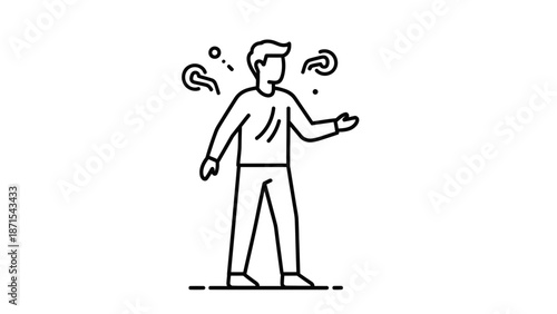 Man with Question Marks Around Him.