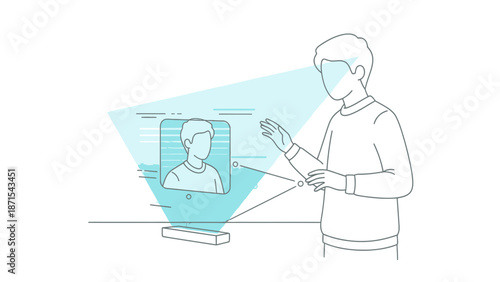 Man Wearing Virtual Reality Headset Interacting.