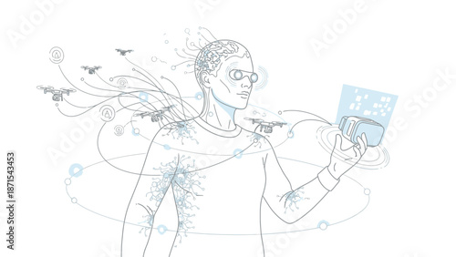 Woman Holding Smartphone with Creative Surroundings.