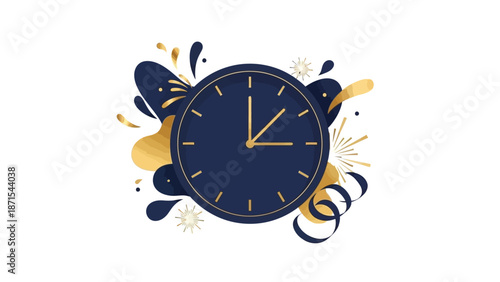 Countdown clock with abstract golden and dark blue splashes for party celebration events