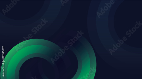 Abstract modern dark blue and green gradient circular shapes creating a dynamic digital art background
