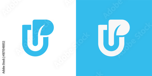 Modern UP Monogram Logo with Leaf Element