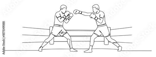 boxing match line art illustration