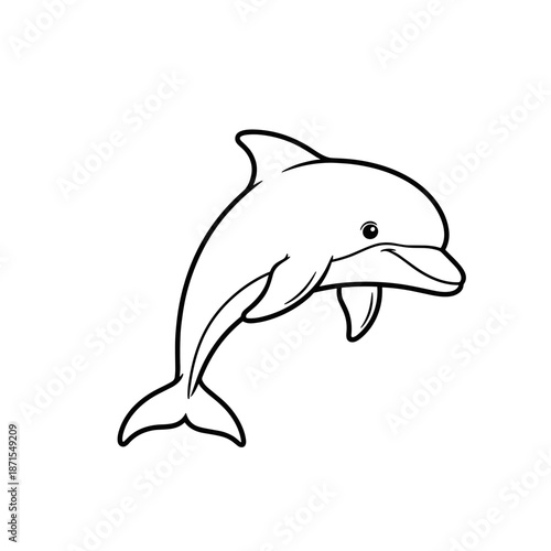 Cute dolphin vector illustration isolated on a white background swimming happily in the ocean