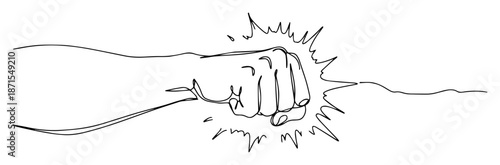 powerful fist punch hitting with explosive force