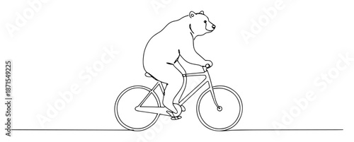 bear riding bicycle humorous animal line sketch