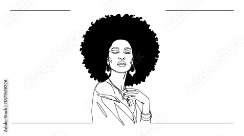 confident woman with afro hairstyle and jewelry