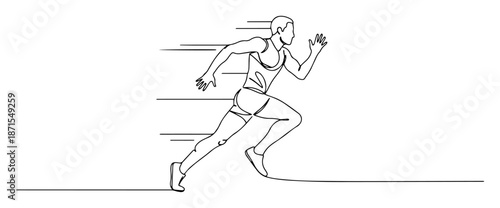 athlete running at full speed line sketch