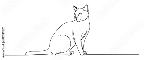 cat sitting calmly in relaxed upright pose drawing
