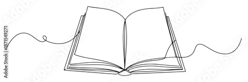 open book with curved bookmark line drawing