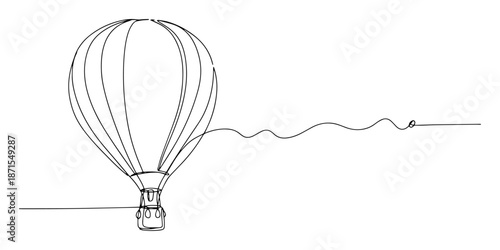 hot air balloon floating through calm sky sketch