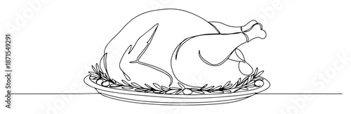 roasted turkey served on platter with garnish