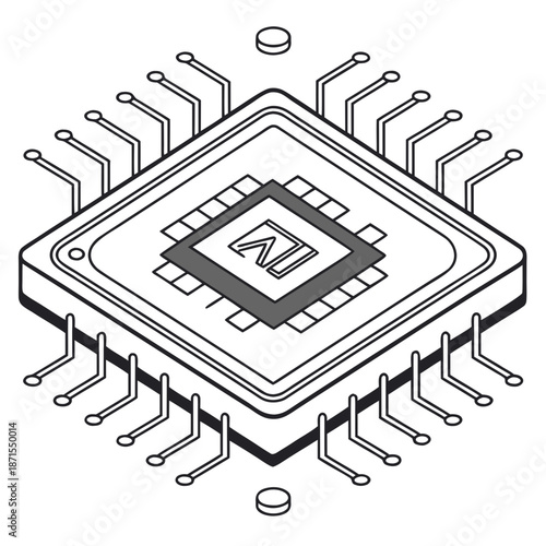 Modern microchip with AI technology for advanced computing systems