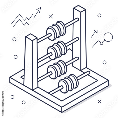 Modern abacus with arrows and graphs for business finance