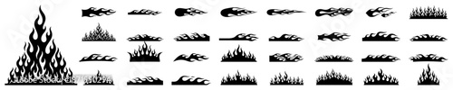 Horizontal racing flames and tribal fire decals for car tuning
