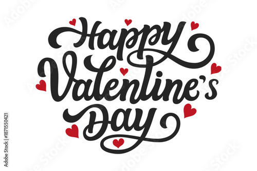 Valentine's Day Greeting with Heart Ornaments in Elegant Typography