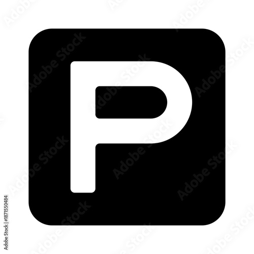 Minimalist Parking Zone Icon - Black Vector Automotive Stalling and Urban Infrastructure Symbol