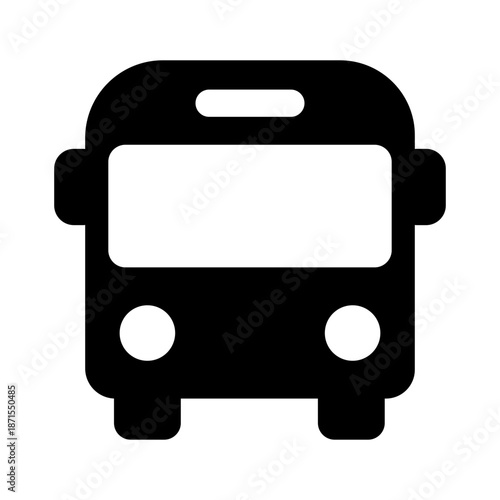 Minimalist Transit Bus Icon - Black Vector Public Transport and City Commuter Symbol