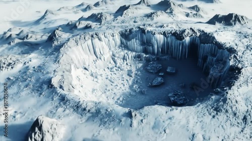 Icy crater landscape