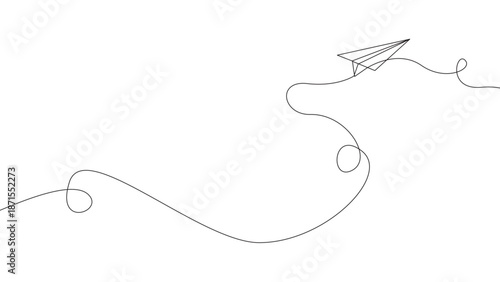 Continuous line light bulb to paper plane concept vector illustration, idea to execution creative innovation symbol