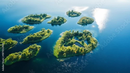 Islands in a calm lake