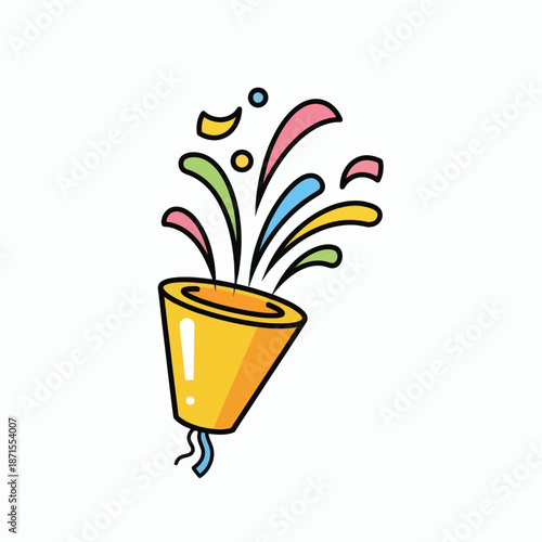 Colorful Party Popper Explosion Celebration Icon.