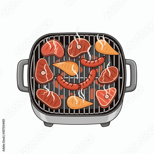 Delicious Barbecue Grill with Assorted Meats and Vegetables 2.