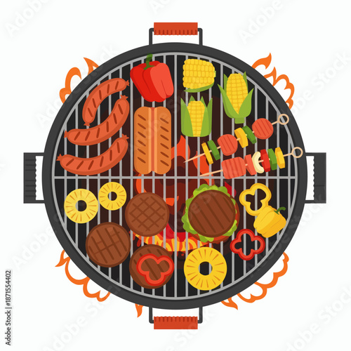 Delicious Barbecue Grill with Assorted Meats and Vegetables 1.