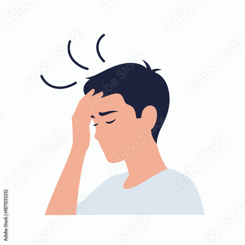 Man suffering from headache stress or mental health issues holding his head in pain.