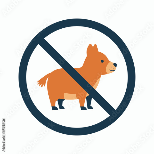 No Dogs Allowed Sign with Cute Brown Dog Illustration.