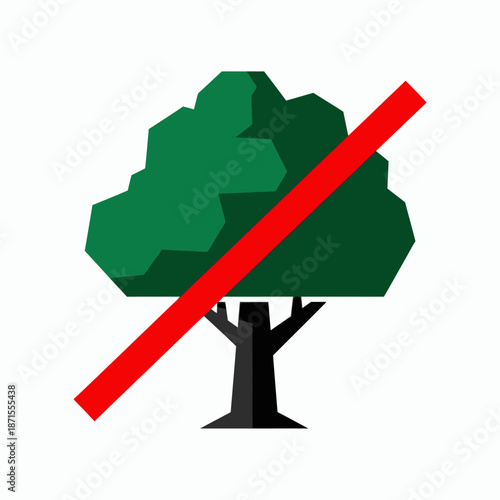No Tree Icon Representing Deforestation and Environmental Protection.