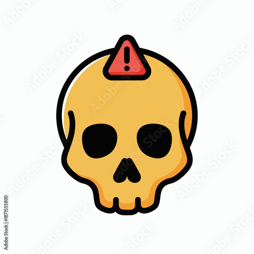 Skull with Warning Sign Icon.