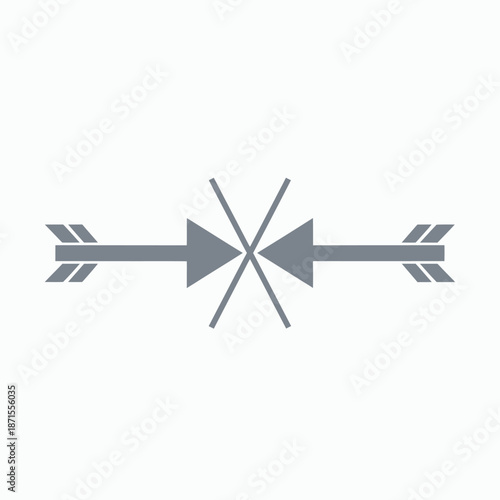 Two arrows colliding in the center creating a dynamic and impactful visual representation of conflict or convergence.