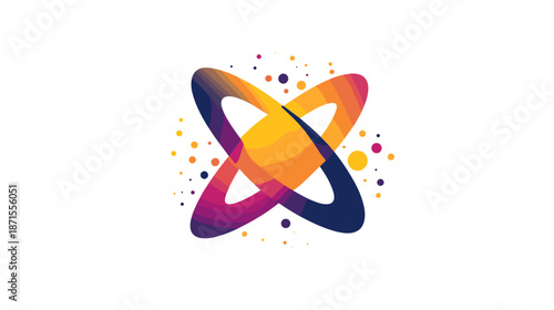 Colorful Atom Model with Gradient Rings.