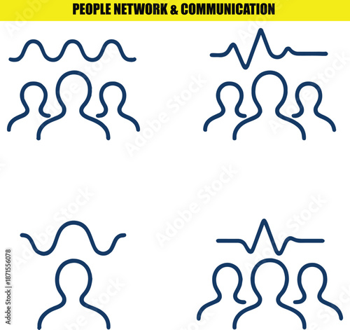 Illustrative icons depicting people communication and network connections