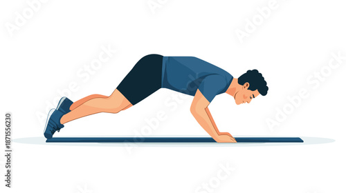 Man Doing Push Up Exercise Illustration.