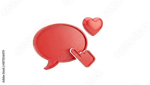 Red Speech Bubble with Heart and Cursor Icon