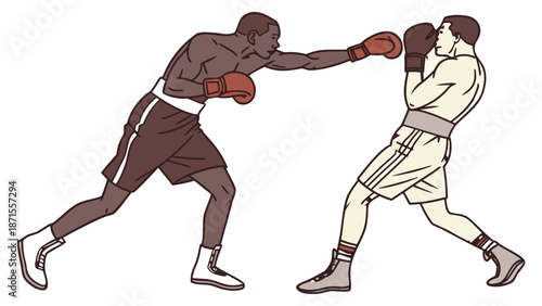 Boxing Fighter Punch Action Sports Illustration