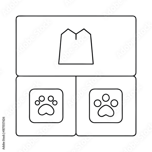 Simple line art icons representing pet care services or animal shelter organization structure