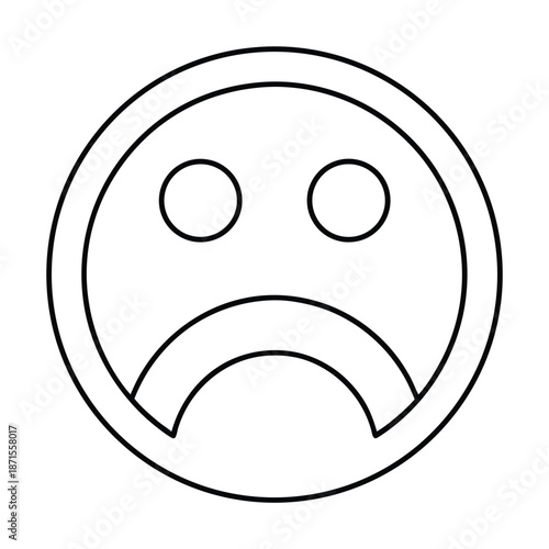Simple black and white line art icon representing a sad or unhappy face emoji
