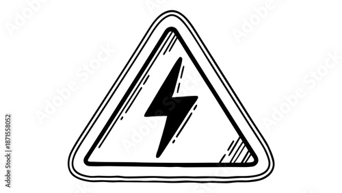 Electric Hazard Warning Sign Icon Illustration