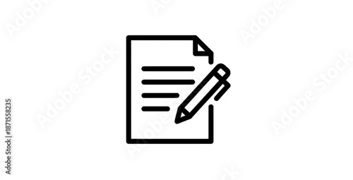 Editable document icon showing pencil for content creation and text editing
