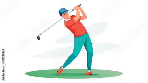 Golf Player Swing Sports Illustration