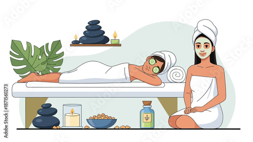 Relaxing spa treatment with herbal compress and soothing ambiance for wellness