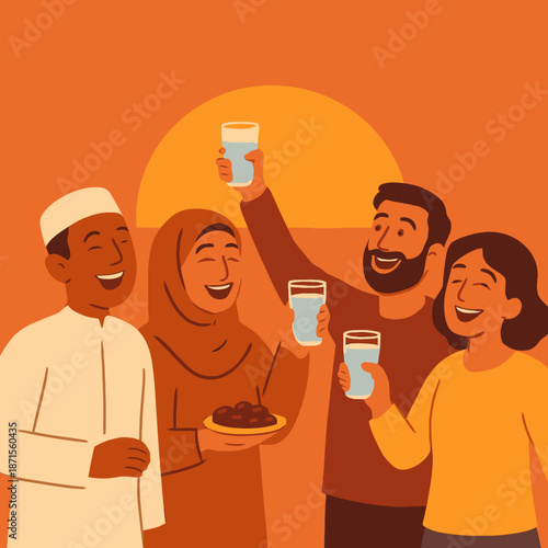 Celebration at End of Daily Fast in Ramadan